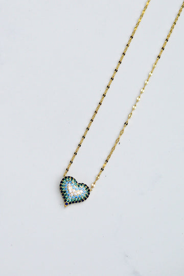 QUEEN OF HEARTS NECKLACE- BLUE OMBRÉ